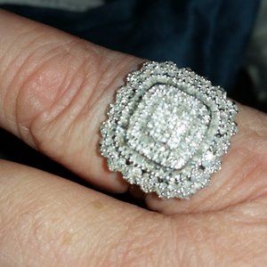 One carat Sterling Silver Diamond Cocktail Ring 9